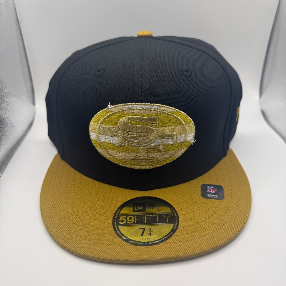 New Era 59FIFTY San Francisco 49ers Fitted Hat Black Gold NFL Size 7 3/4